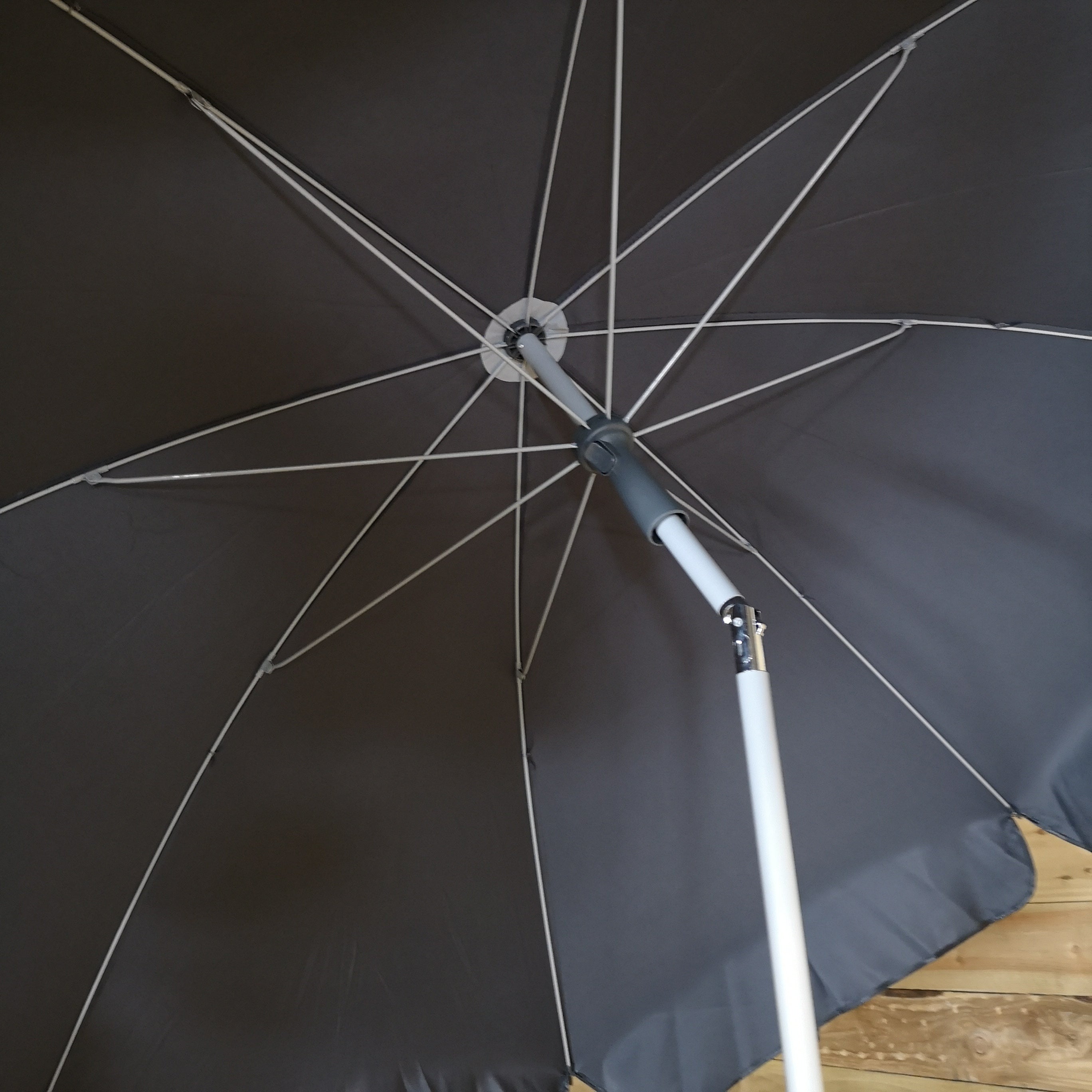 200cm Parasol Umbrella with Tilt Action in Dark Grey for Garden or Patio