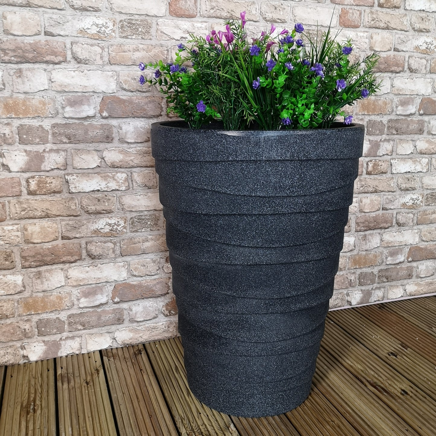 Medium Grey Charcoal Effect Garden Trojan Plant Pot 56cm Tall 38cm Wide