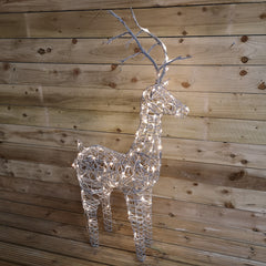 1m Grey Outdoor Standing LED Wicker Reindeer Christmas Decoration in Warm White
