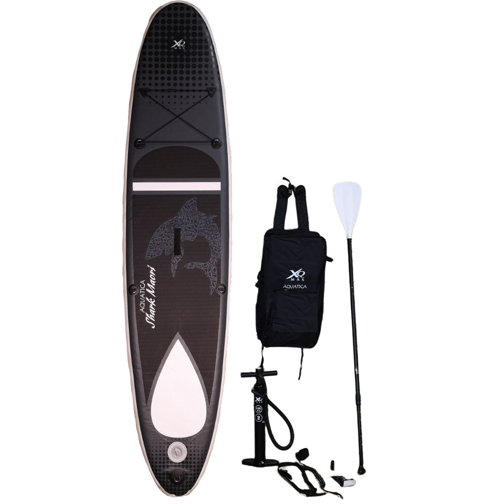 10ft XQ Max Aquatica Inflatable Stand Up Paddle Board & Kit in Black Shark