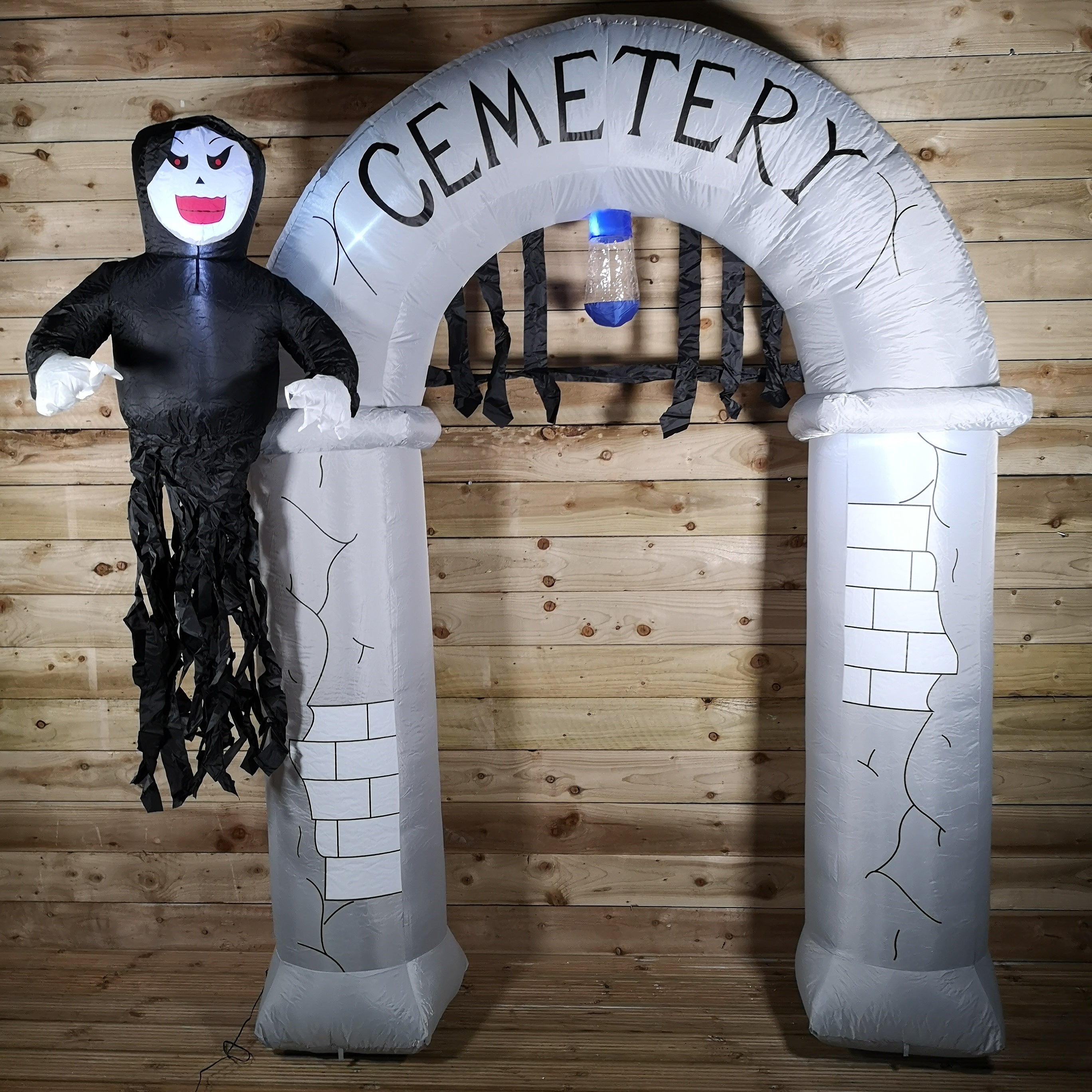 8ft (2.4m) Inflatable Light Up Spooky Halloween Cemetery Arch with Lights