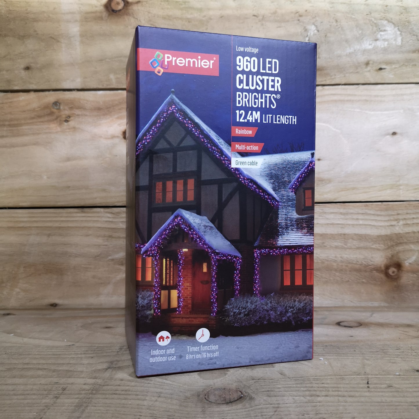 960 LED 12.4m Premier Clusterbrights Indoor Outdoor Multifunction Mains Operated Christmas Cluster Lights with Timer in Rainbow