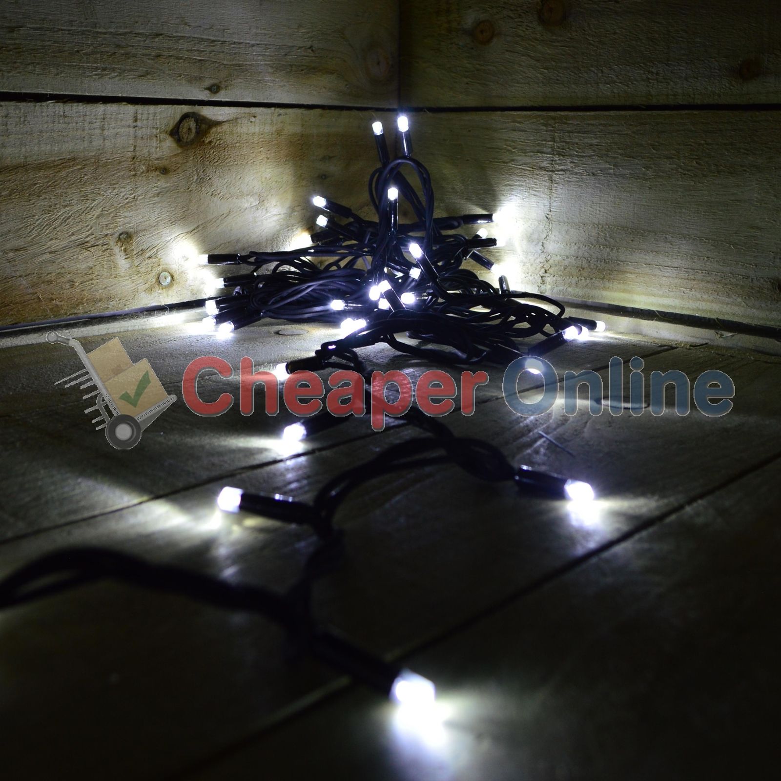 300 Ice White LED Super Long Snowtime 29.9m Connectable Lights on a Black Cable