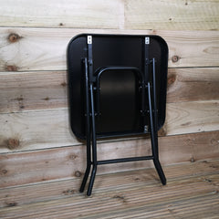 H46cm x 40cm Black Glass Folding Garden Furniture Side Table