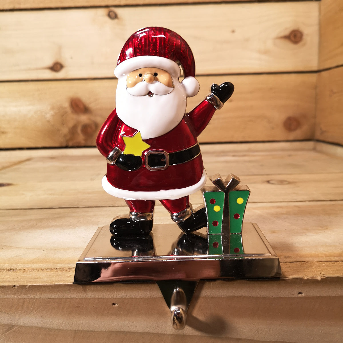 17 cm Santa And Festive Christmas Present Stocking Hanger In Colour