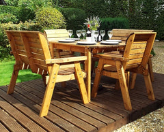 Hand Made 6 Seater Rustic Wooden Garden Furniture Table and Bench/Chairs Set