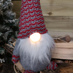 35cm Festive Christmas Red & Grey Gonk With Light Up Nose