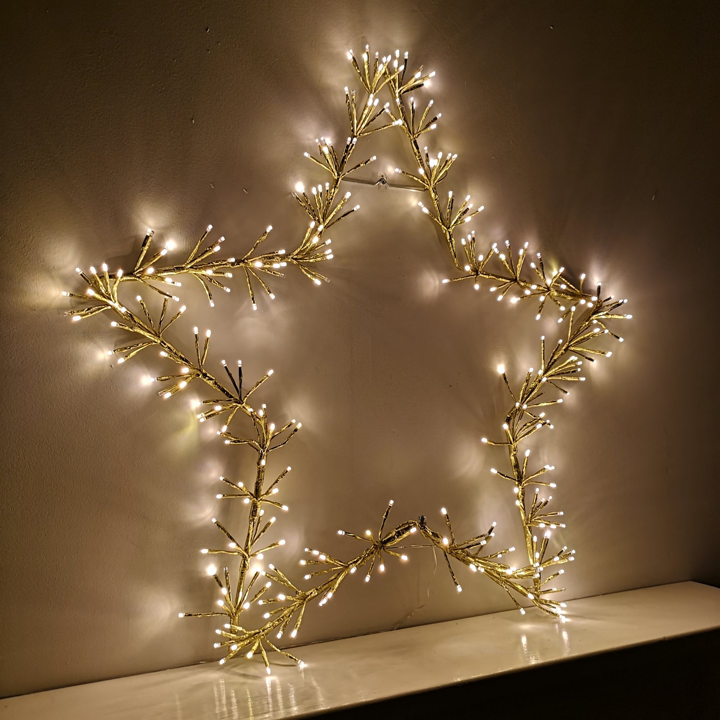 90cm Premier Twinkling LED Gold Star Silhouette Christmas Decoration in Warm White