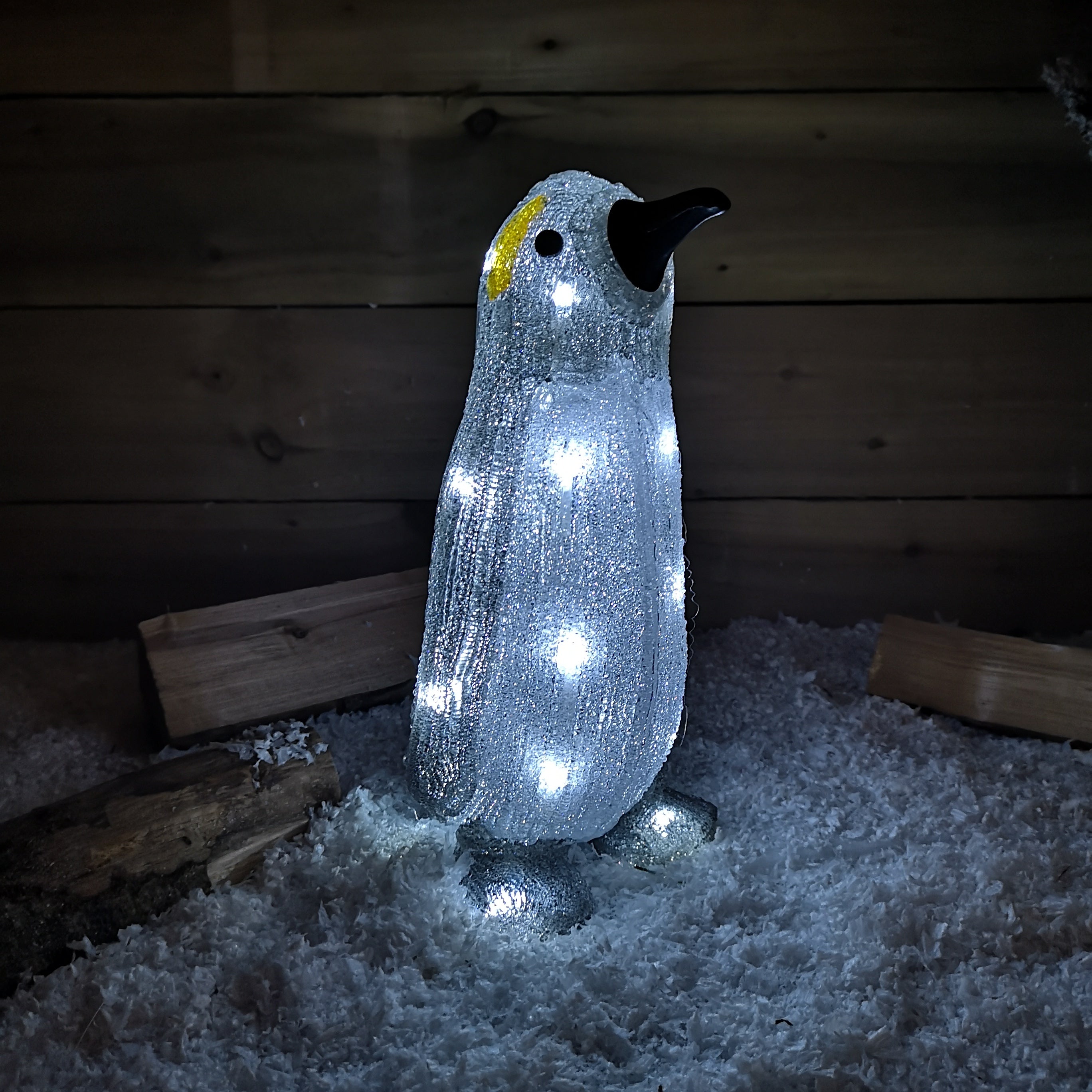 33cm (13") Indoor Outdoor Acrylic Standing LED Light Up Christmas Penguin in Cool White