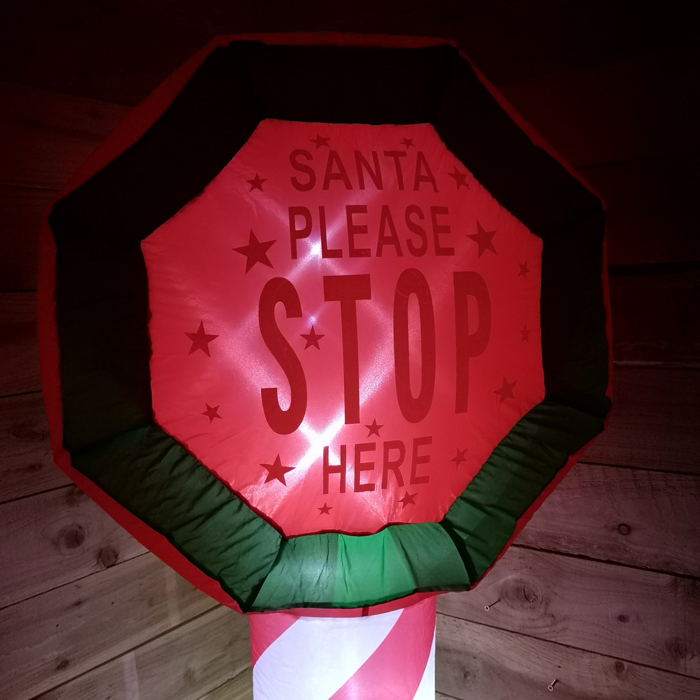 6ft (1.8m) Indoor Outdoor Inflatable LED Lit Santa Stop Here Christmas Sign