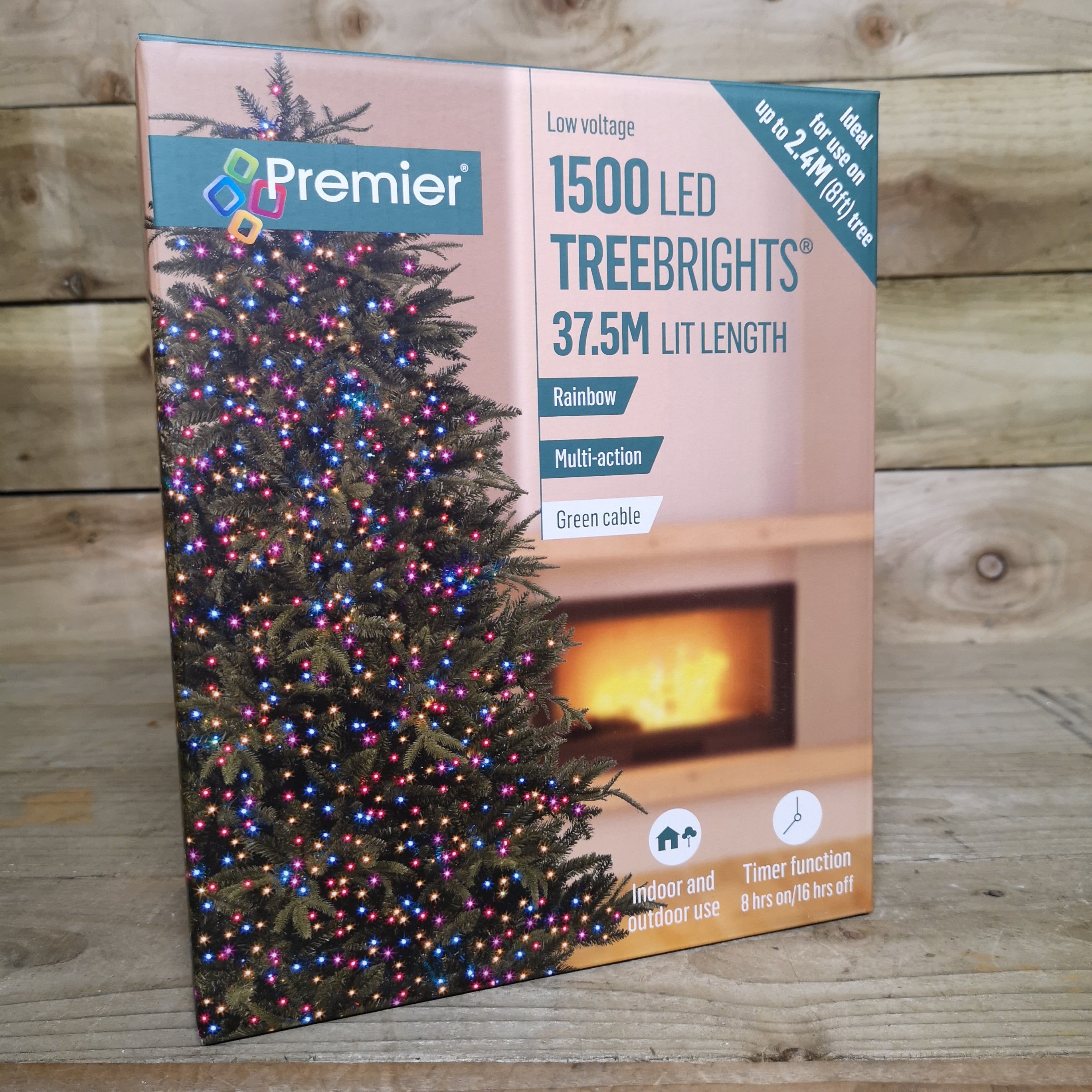 1500 LED 37.5m Premier TreeBrights Indoor Outdoor Christmas Multi Function Mains Operated String Lights with Timer in in Rainbow