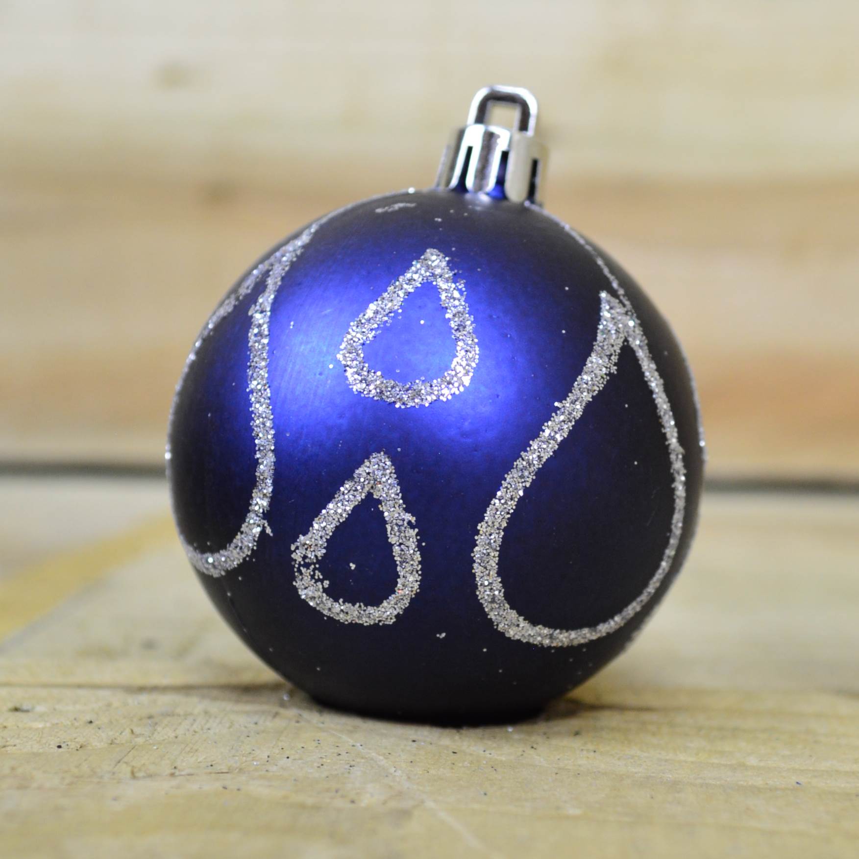 9 Pack Premier 60mm Deluxe Glitter Christmas Tree Baubles - Midnight Blue