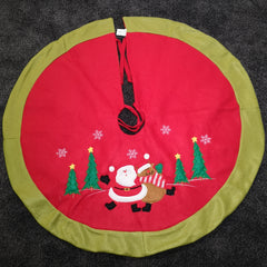 90cm Red Fabric Christmas Tree Skirt with Santa & Reindeer Scene