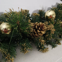 180cm (6ft) Premier Gold Dressed Christmas Garland With Berries Pinescones And Gold Baubles