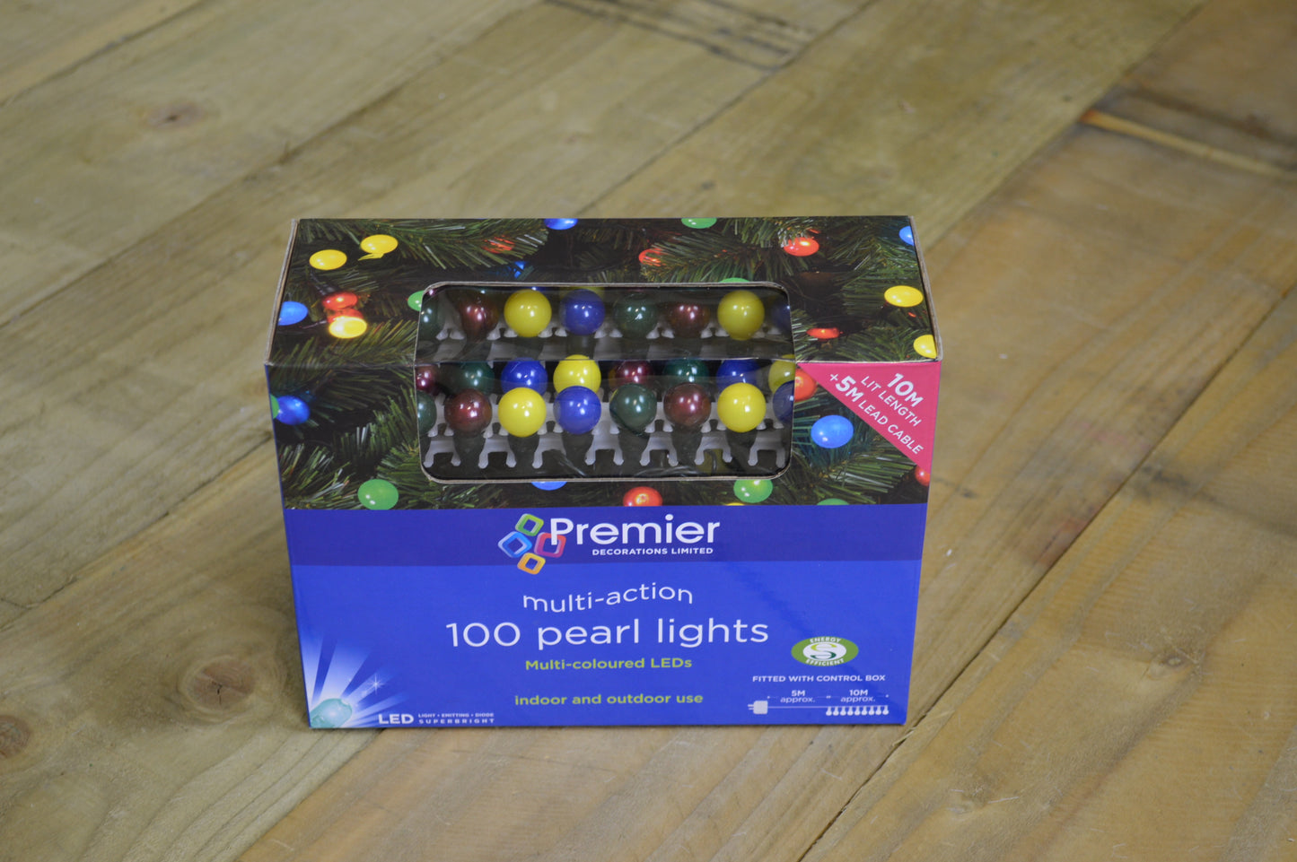 10m 100 LED Premier Multi Action Outdoor Pearl Christmas Lights Multi Coloured