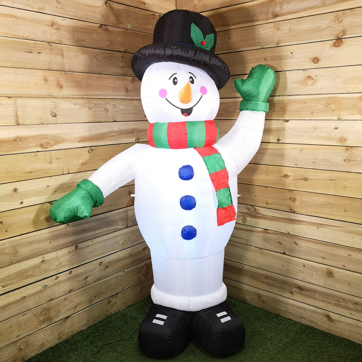 Premier Christmas 1.8m Inflatable Waving Snowman with LED lights