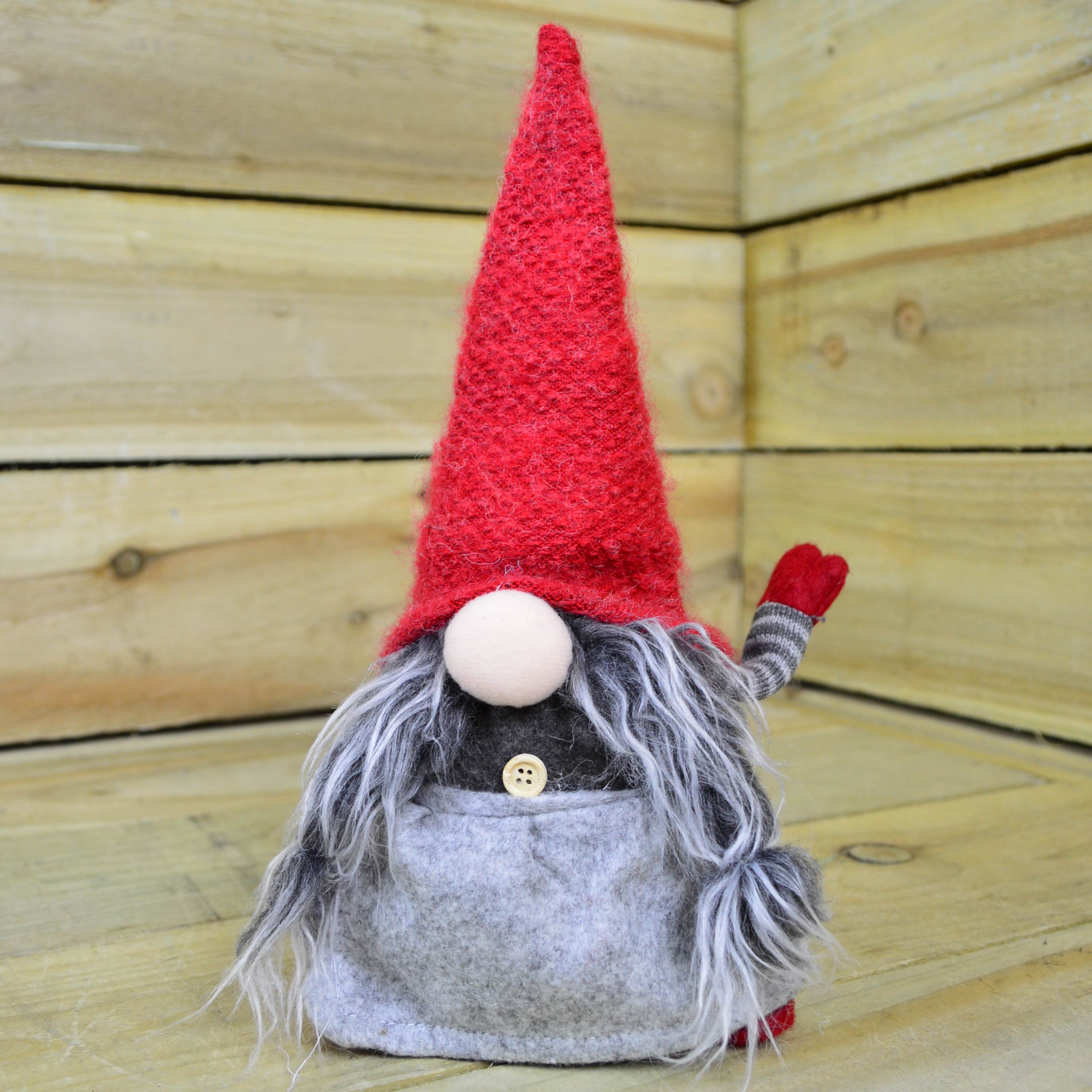 31cm Grey And Red Female Christmas Gonk - Indoor Christmas Festive Decoration